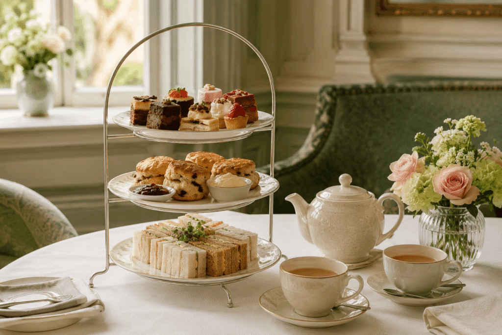 Traditional afternoon tea with sandwiches