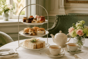 Traditional afternoon tea with sandwiches